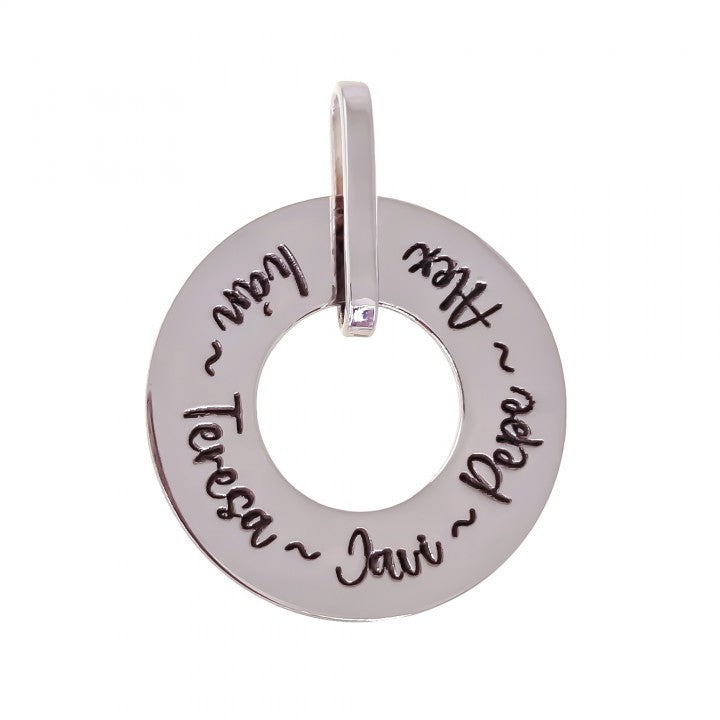 Colgante Plata Circulo Personalizado