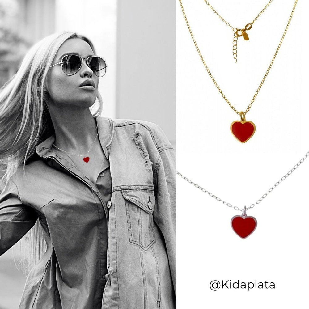 Pendientes Plata Corazón Rojo Suspiros de amor