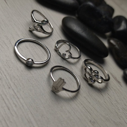 Anillo Plata varios corazones