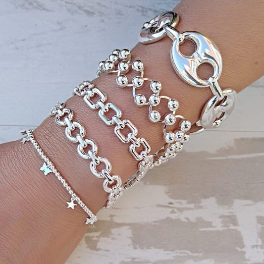 Pulsera Plata Cuadrados