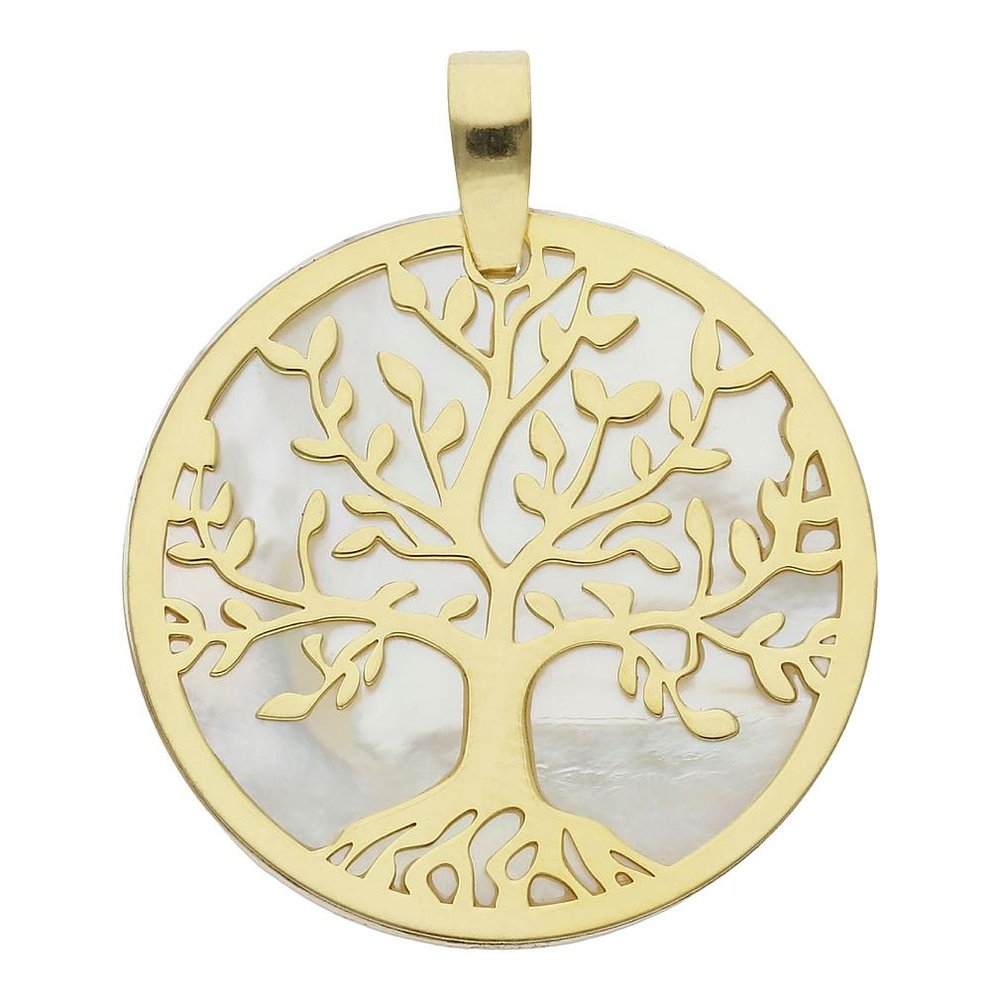 Medallon Arbol de la Vida Plata con Baño Oro 30 mm