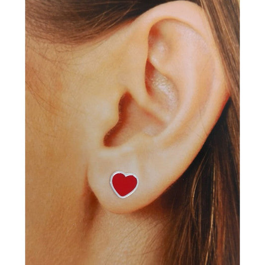 Pendientes Plata Corazón Rojo Suspiros de amor