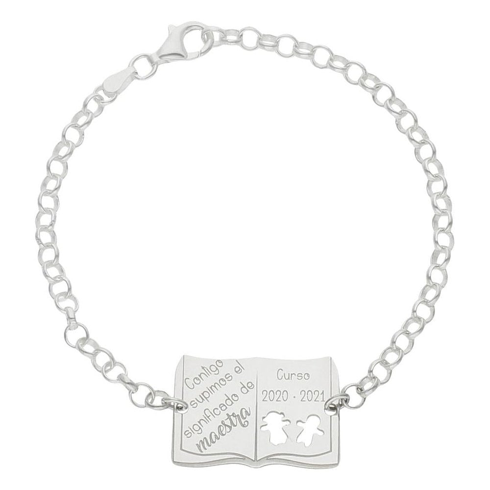 Pulsera Plata Profesora Libro