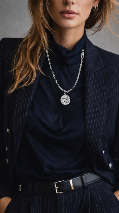 Ángelito Protector Plata con cadena Calabrote pequeña