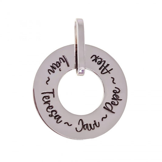 Colgante Plata Circulo Personalizado