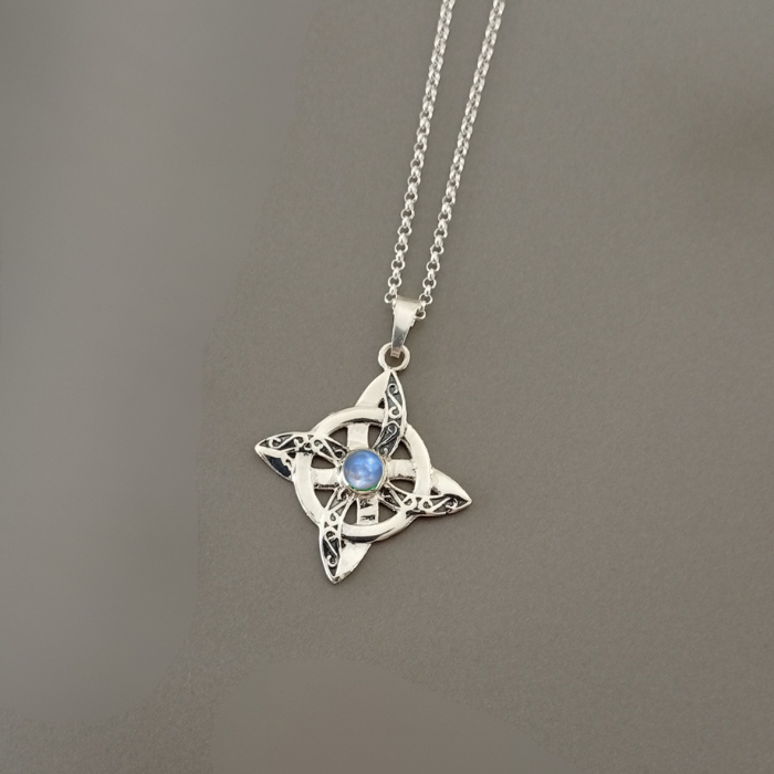 Colgante Nudo de Bruja Plata Piedra Luna