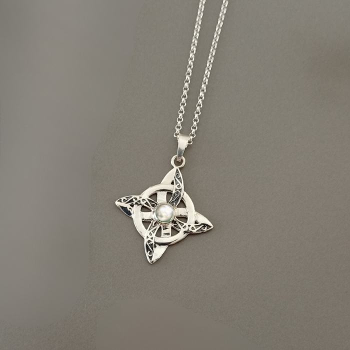 Colgante Nudo de Bruja Plata Piedra Luna