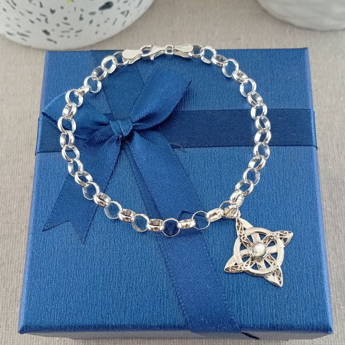 Pulsera Nudo de Bruja Piedra Luna Plata