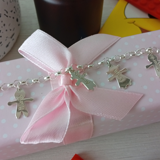 Pulsera Plata con Niños y Niñas Abuela