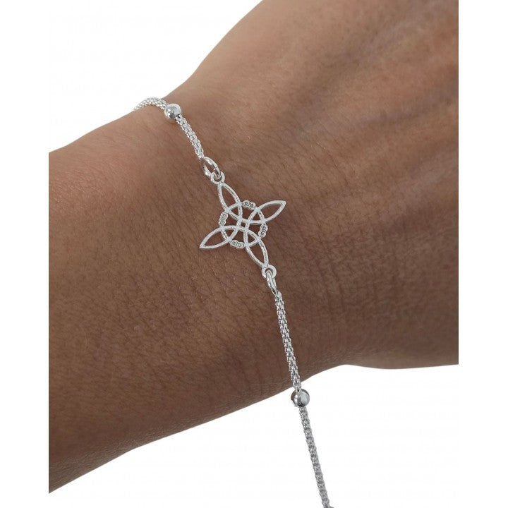 Pulsera Protección Nudo de Bruja Plata