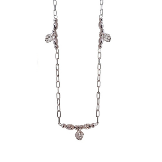 Tobillera Plata Hojas
