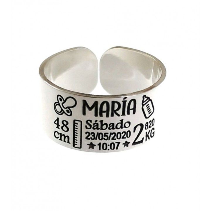 Anillo Plata Personalizado de Nacimiento