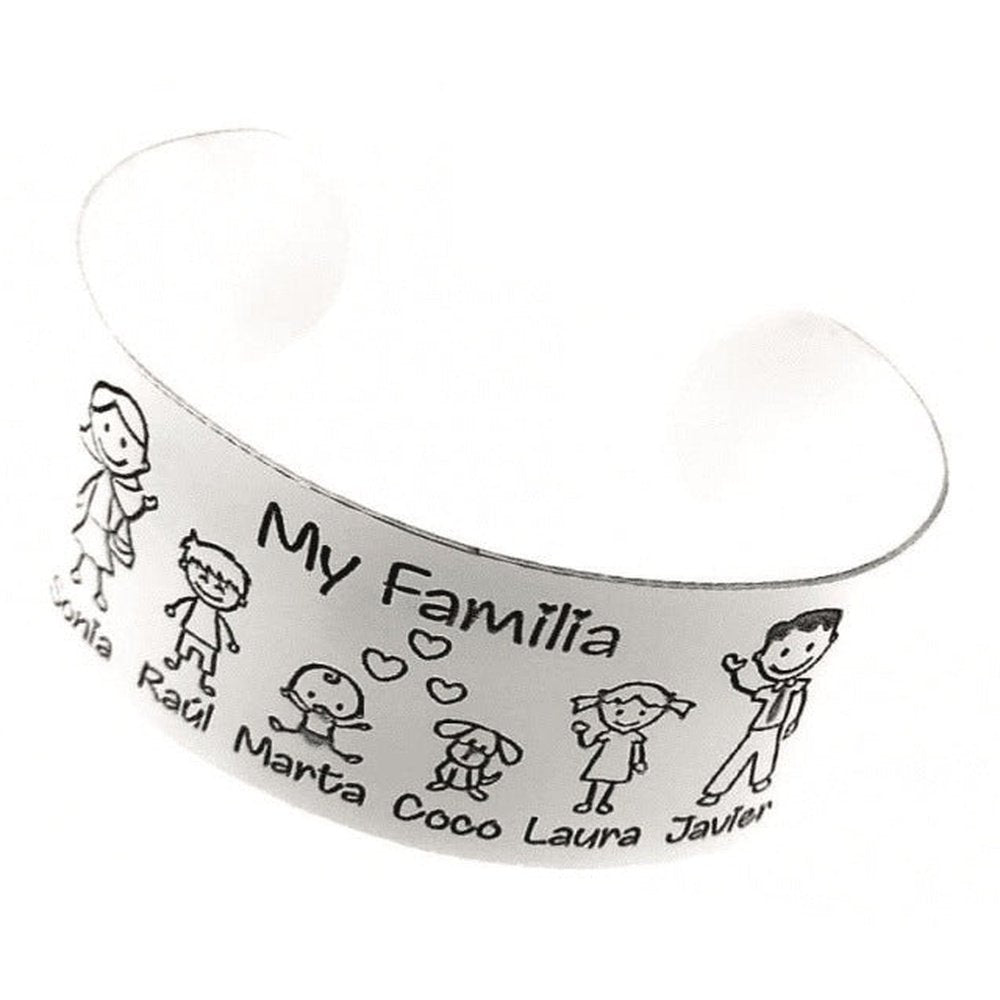 Brazalete Plata Personalizado Tu Familia
