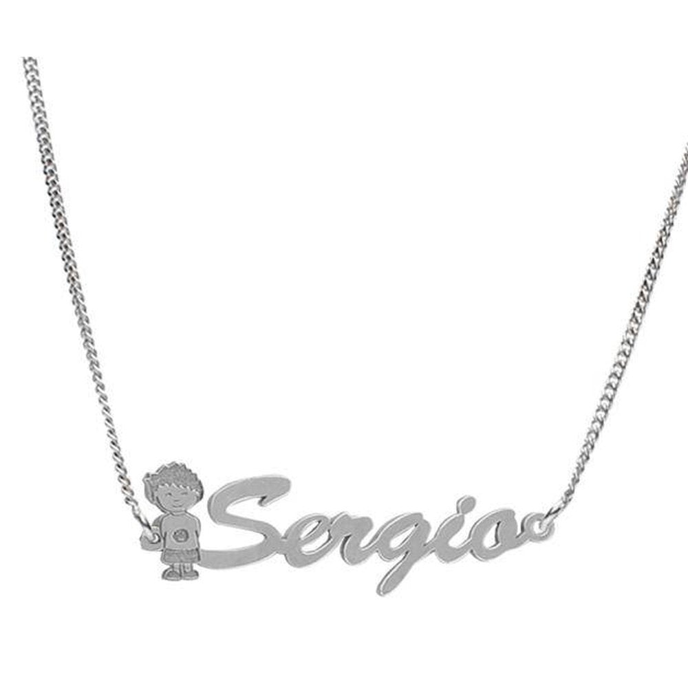 Collar Plata Nombre con Niño