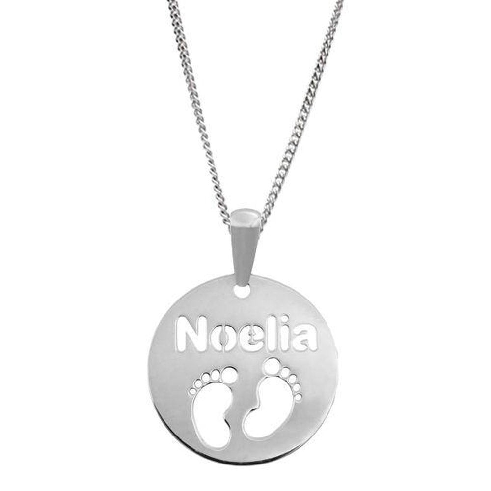 Collar Plata Piececitos y Nombre