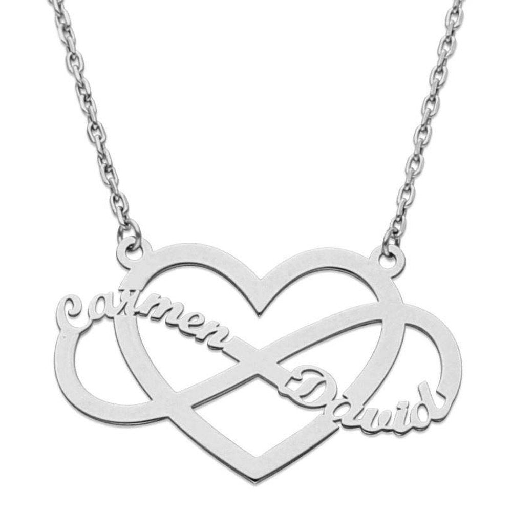 Collar Plata Corazon Infinito Nombres