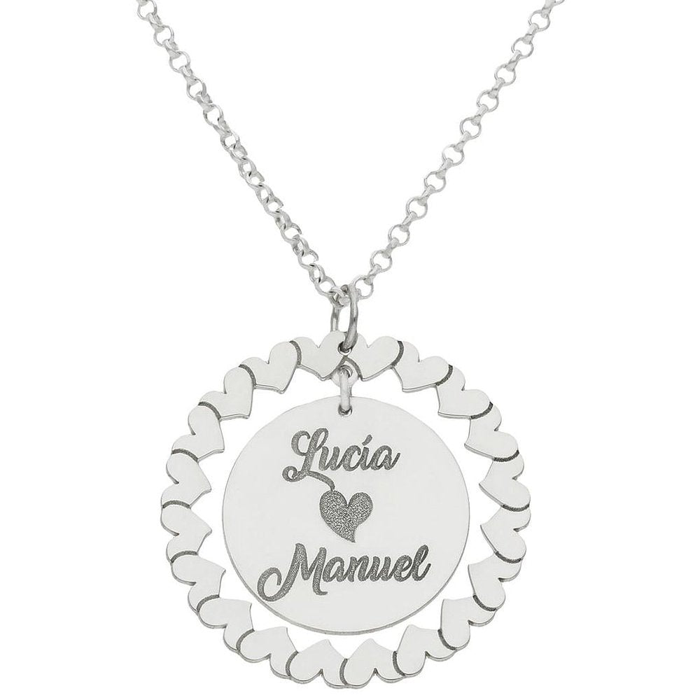 Colgante Plata Corazones Personalizado