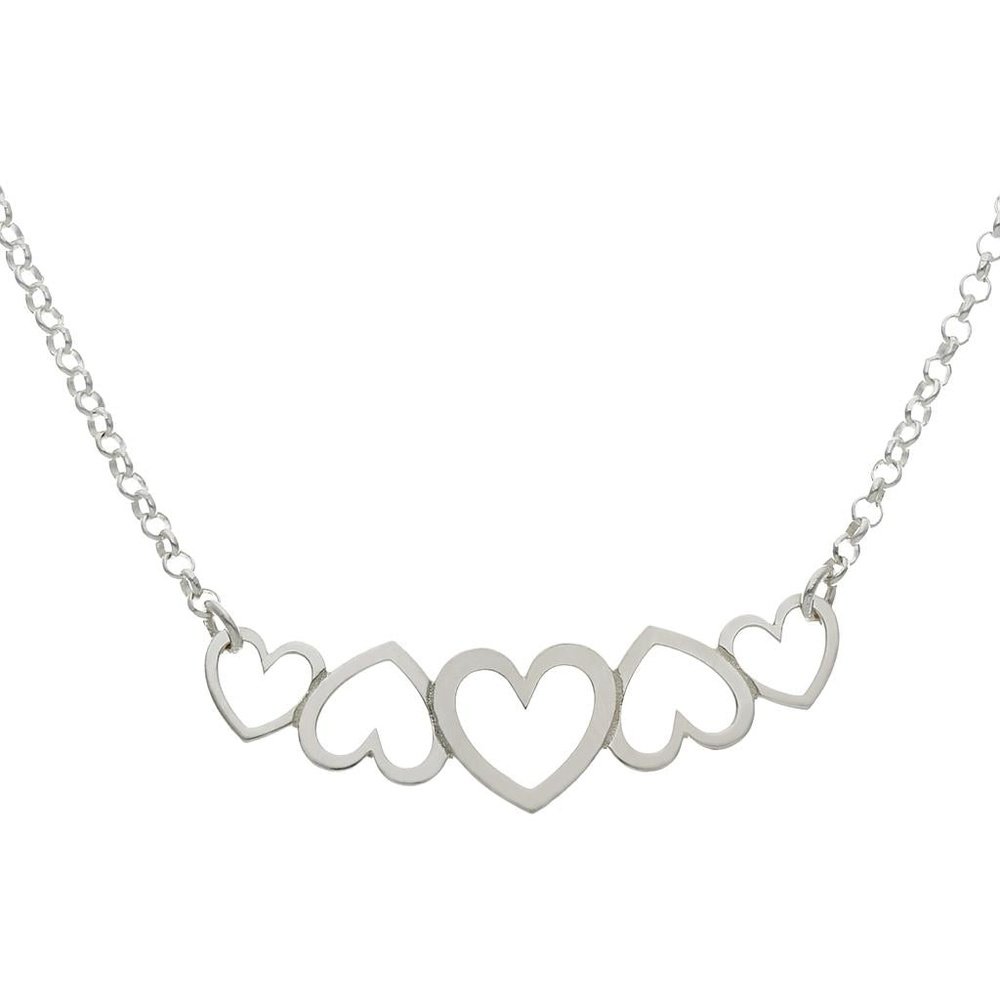 Collar Plata Línea de Corazones