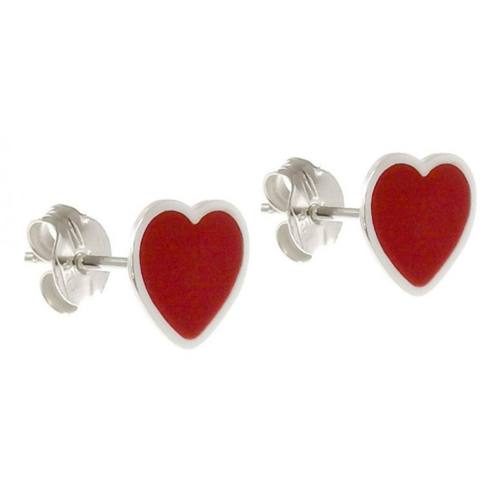 Pendientes Plata Corazón Rojo Suspiros de amor