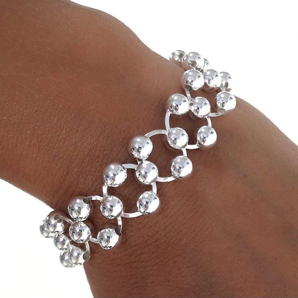 Pulsera Plata Aro 4 bolas