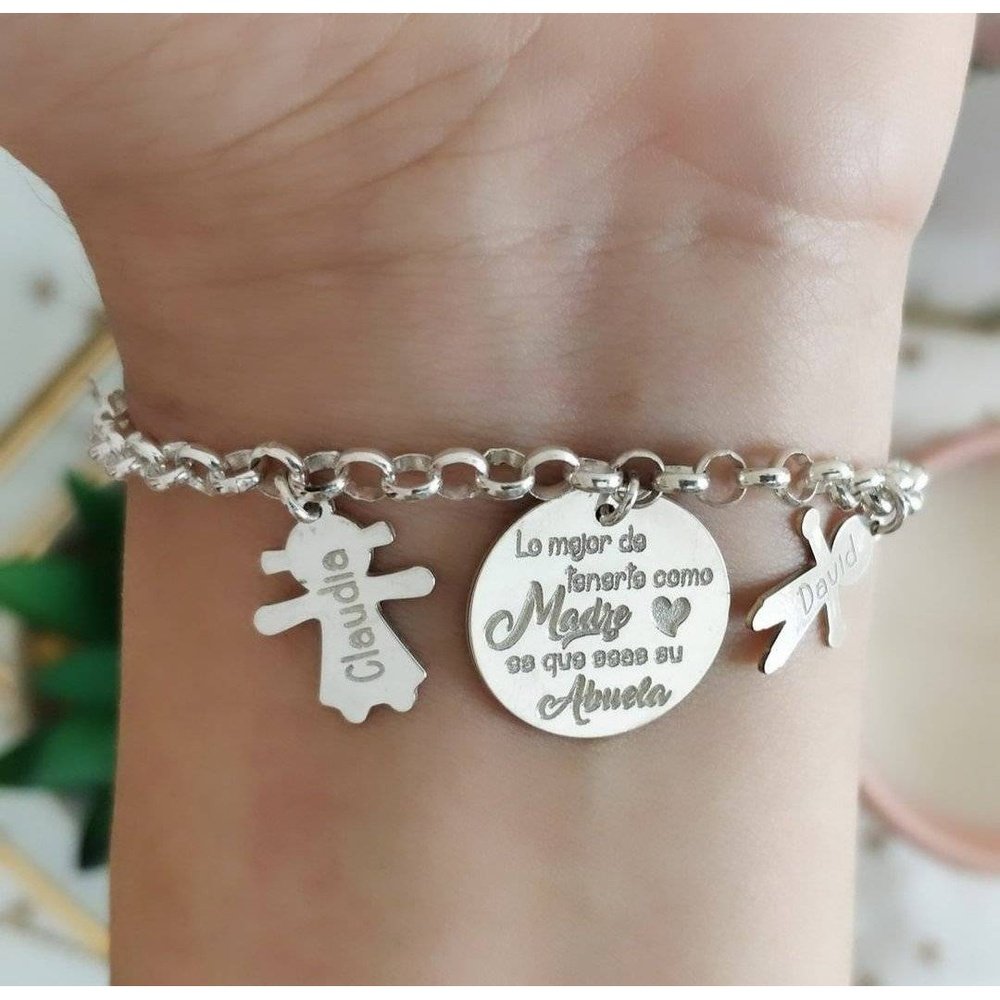 Pulsera Plata Abuela con Nietos