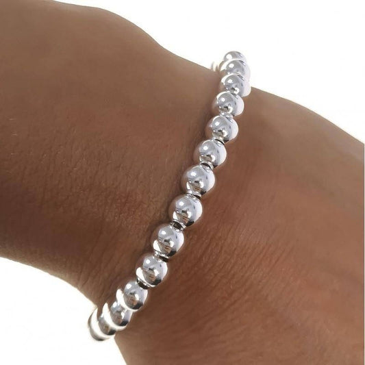 Pulsera Plata Bolas Mediana 6 mm