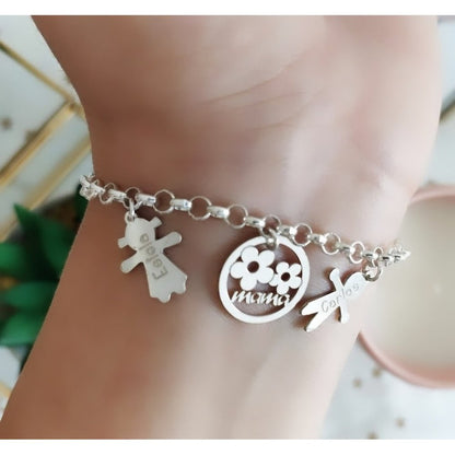 Pulsera Plata Personalizada para Mamá