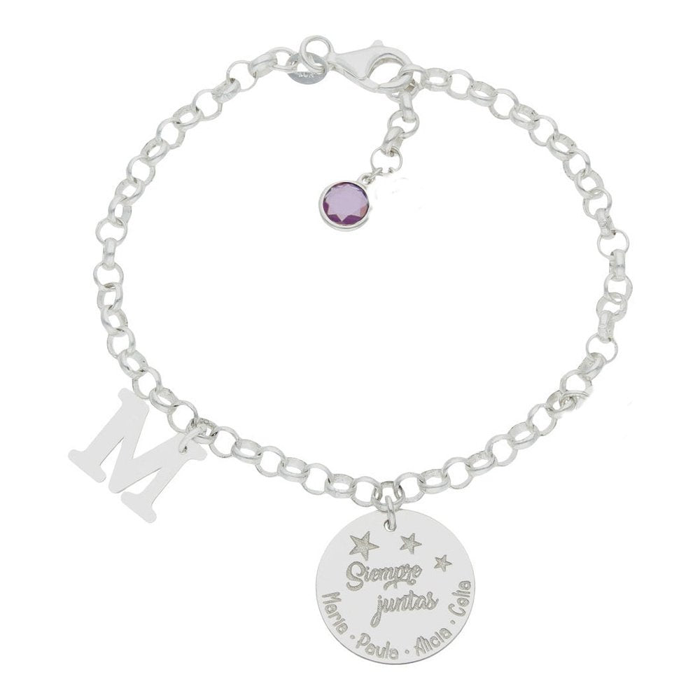 Pulsera Plata Siempre Juntas con inicial