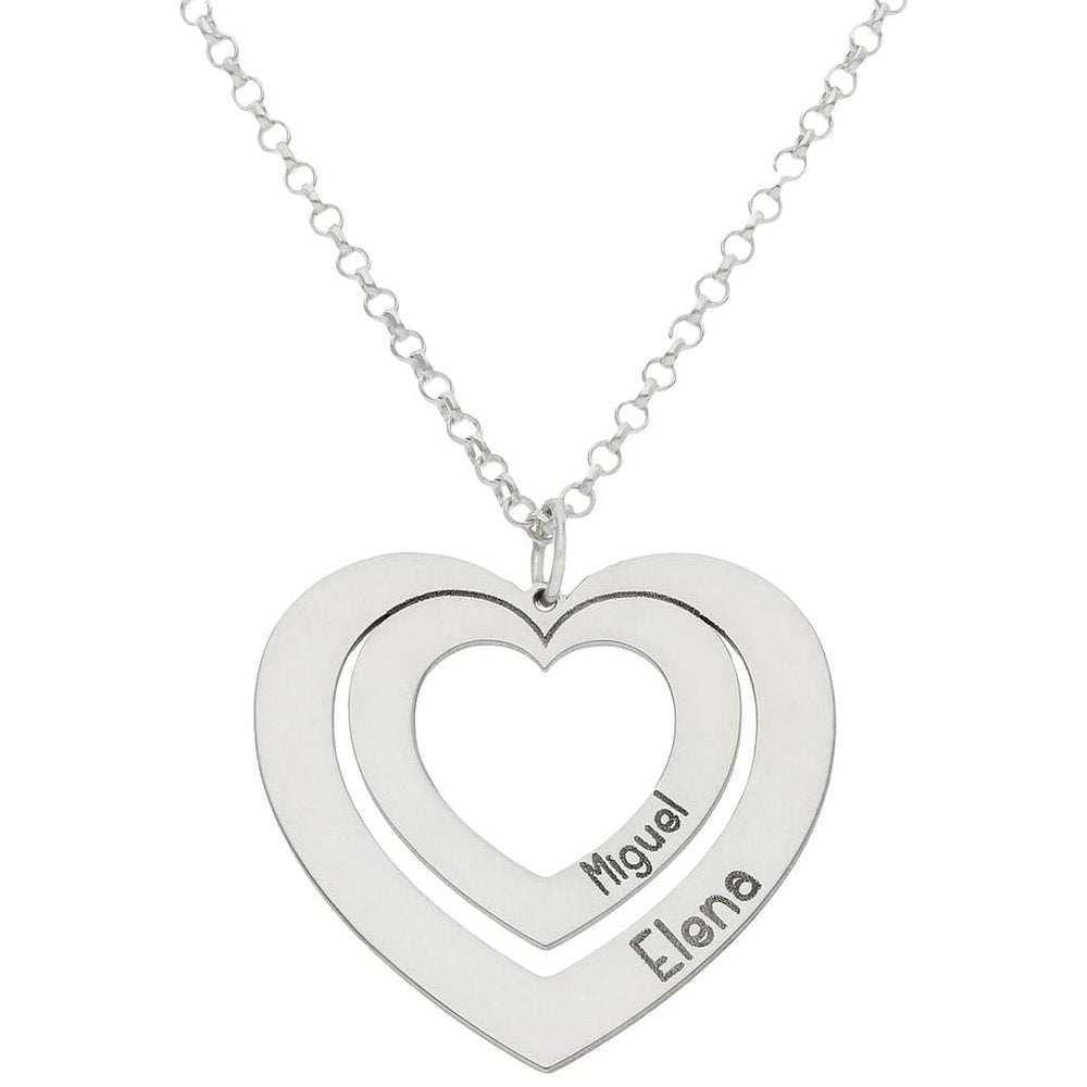 Colgante dos Corazones personalizado plata