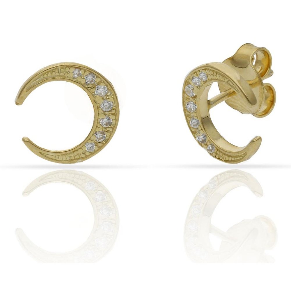 Pendientes Plata Baño Oro Luna