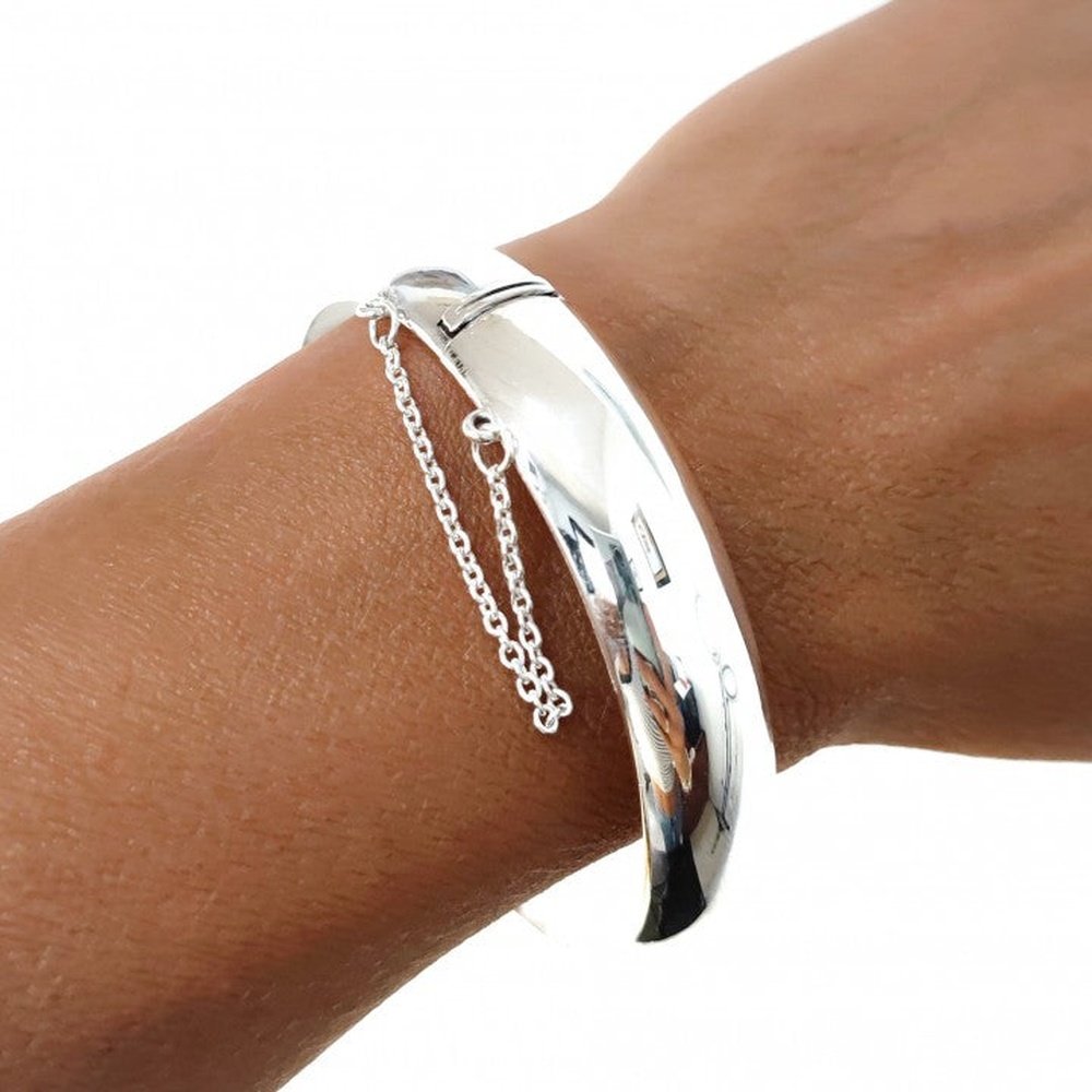 Pulsera Media Caña Plata lisa 12 mm