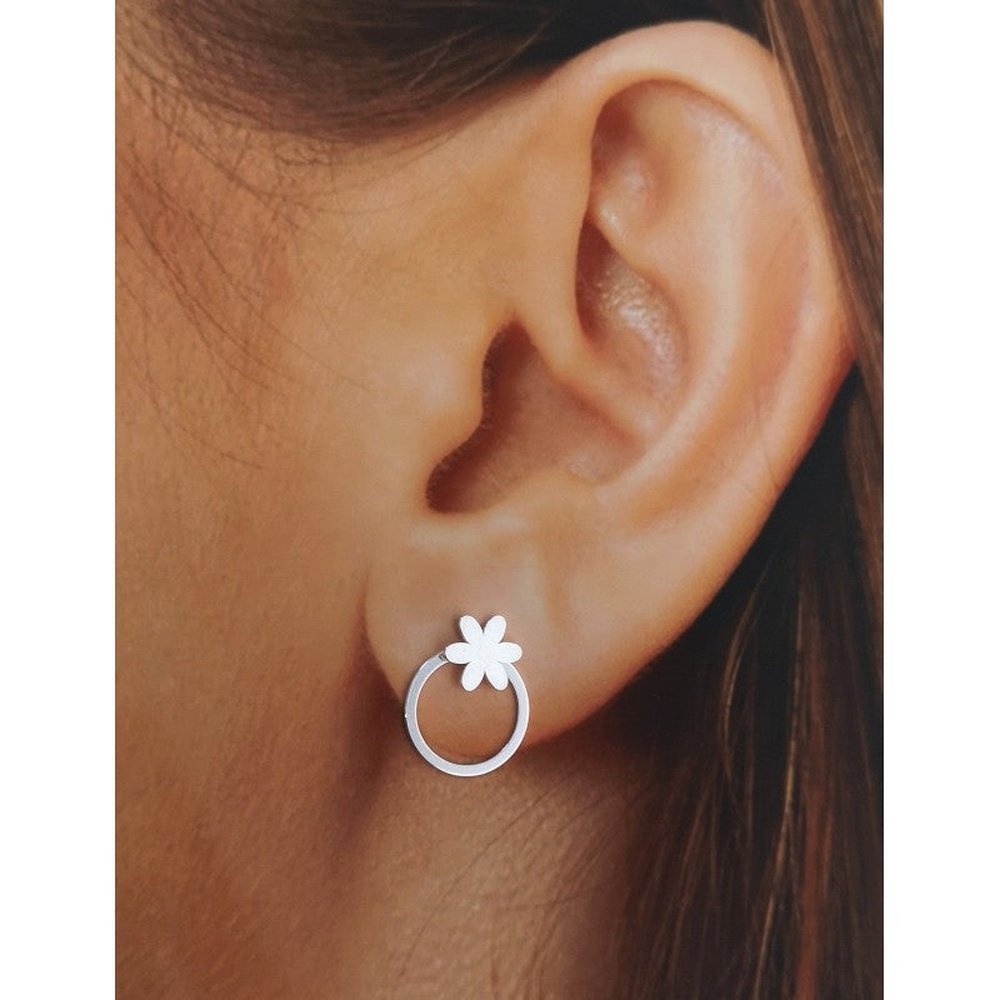 Pendientes Plata Flor